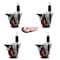Service Caster 3.5'' Red Poly Swivel 1-1/4'' Expanding Stem Caster Set with Brake, 4PK SCC-EX20S3514-PPUB-RED-PLB-114-4 - alternate 3